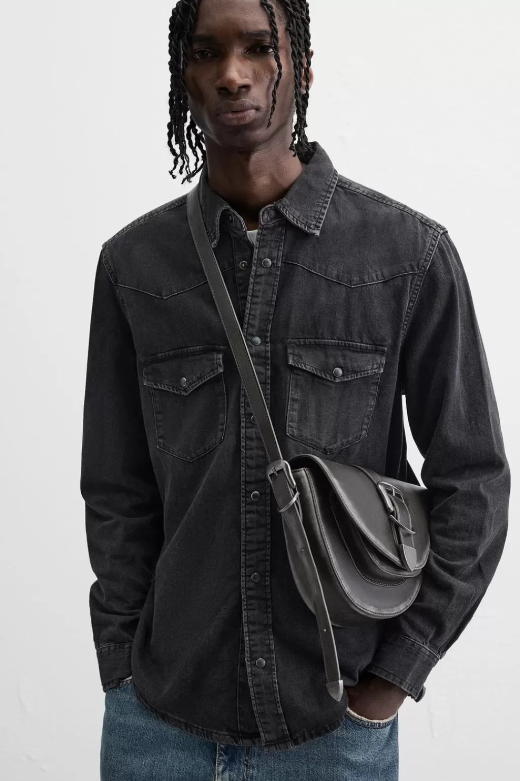 ZARA BANDOLERA HEBILLAS<Hombre Bolsos / Mochilas