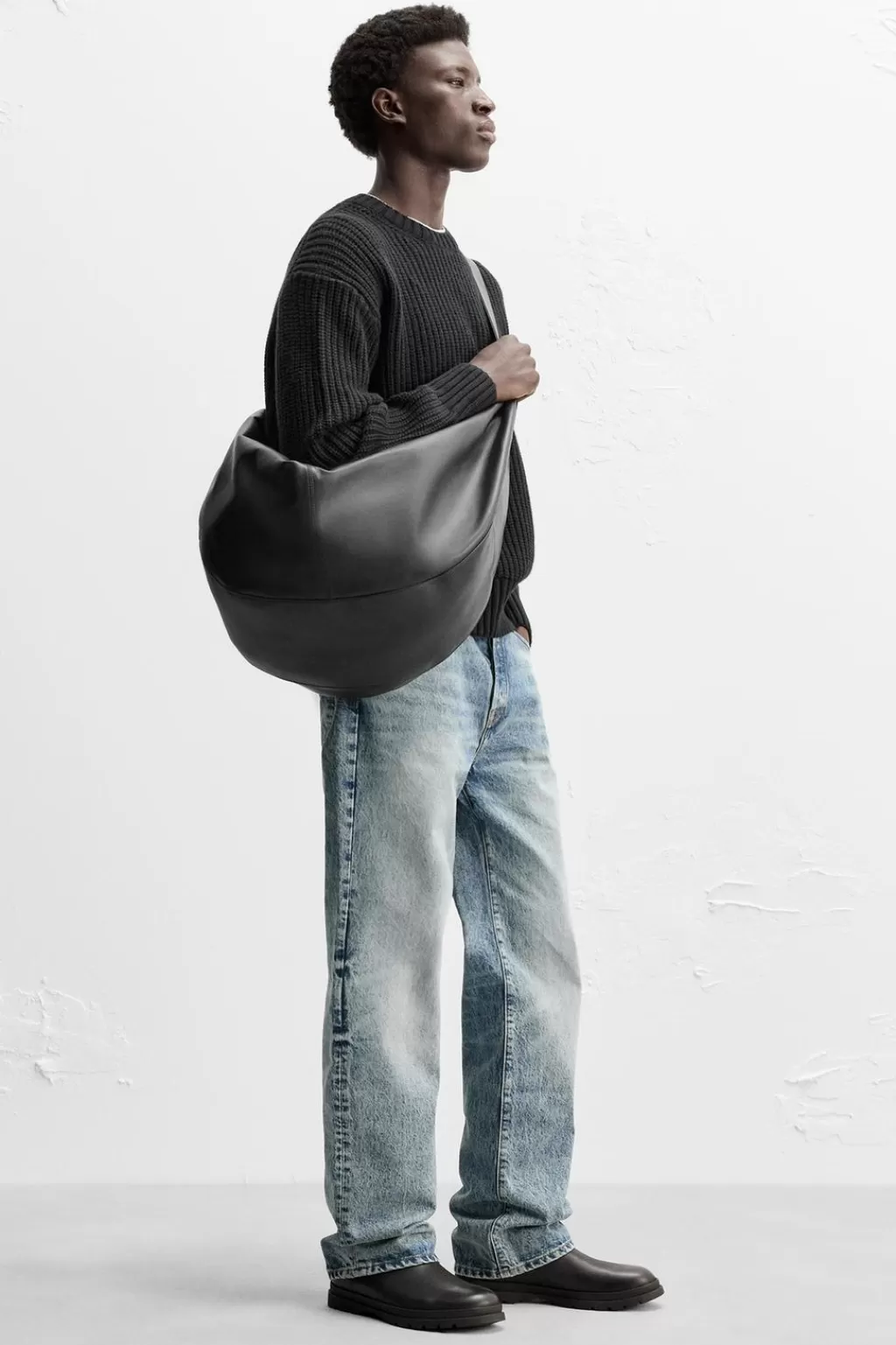 ZARA BANDOLERA PIEL<Hombre Bolsos / Mochilas