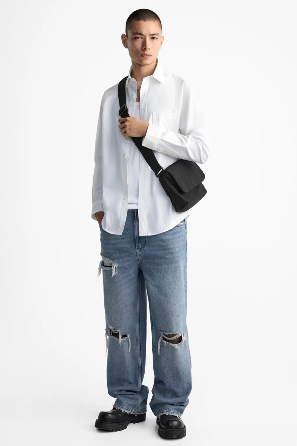 ZARA BANDOLERA SOLAPA NYLON<Hombre Bolsos / Mochilas