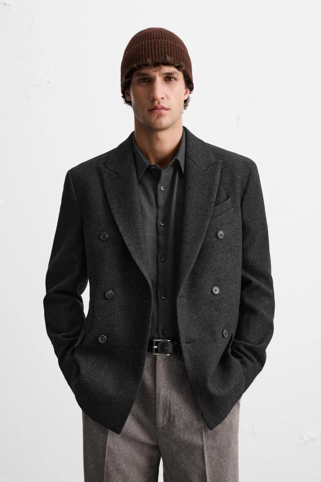 ZARA BLAZER CRUZADA LANA<Hombre Blazers