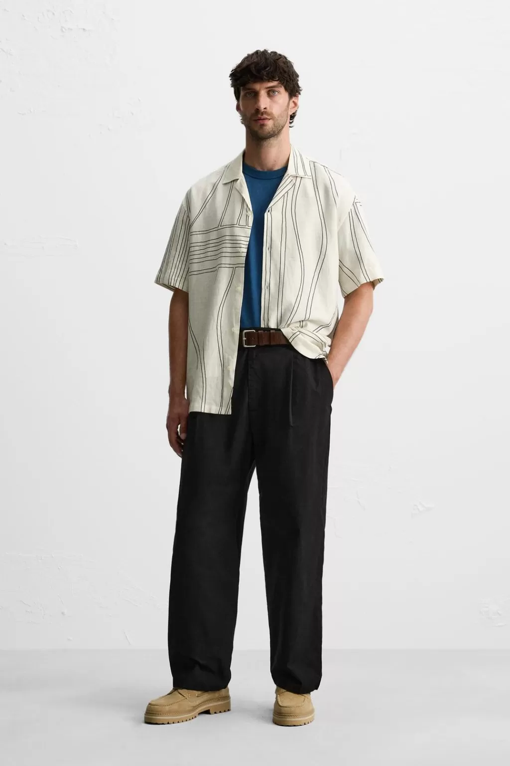 ZARA CAMISA ALGODÓN - LINO<Hombre Camisas