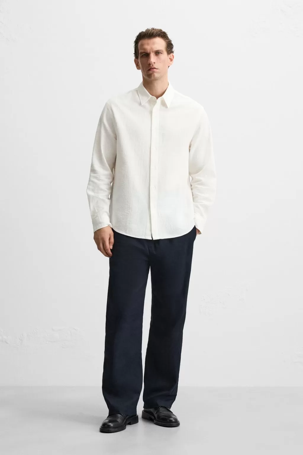 ZARA CAMISA ALGODÓN - LINO<Hombre Camisas