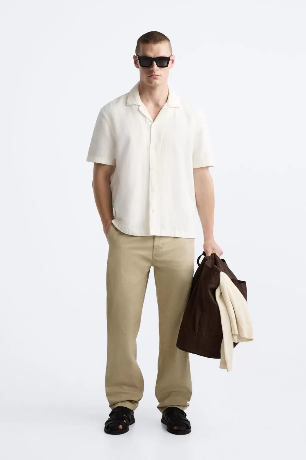 ZARA CAMISA ALGODÓN - LINO<Hombre Camisas