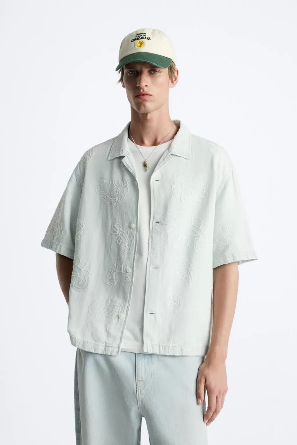 ZARA CAMISA ALGODÓN - LINO<Hombre Camisas