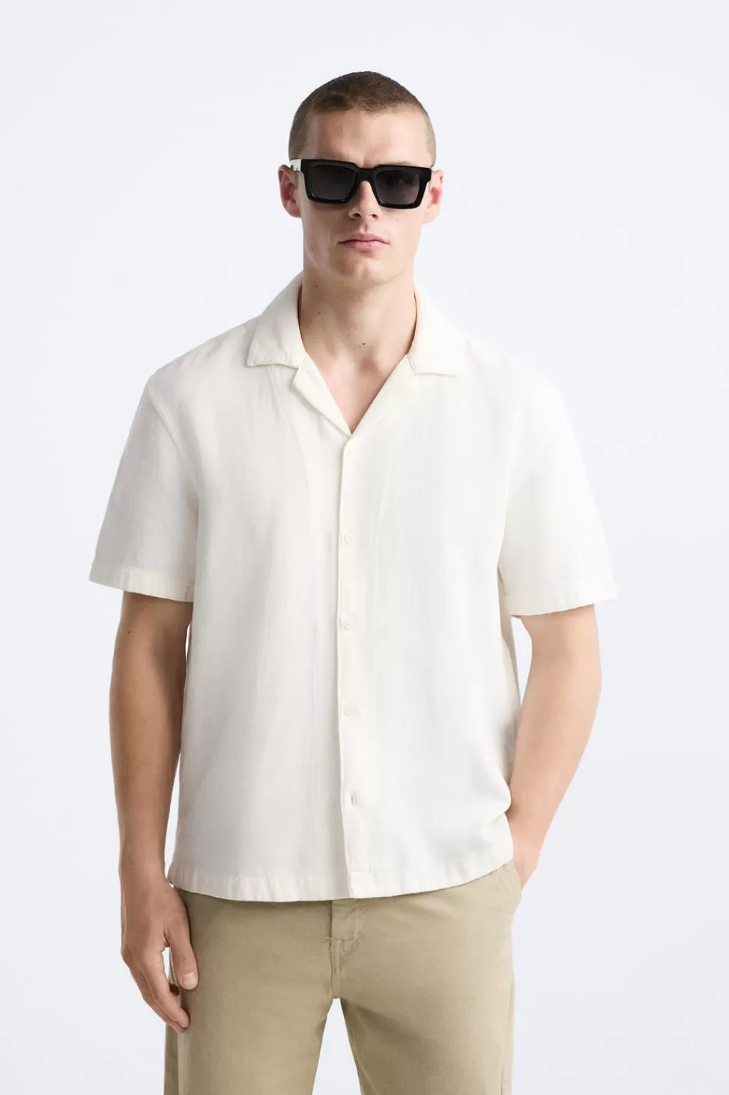 ZARA CAMISA ALGODÓN - LINO<Hombre Camisas