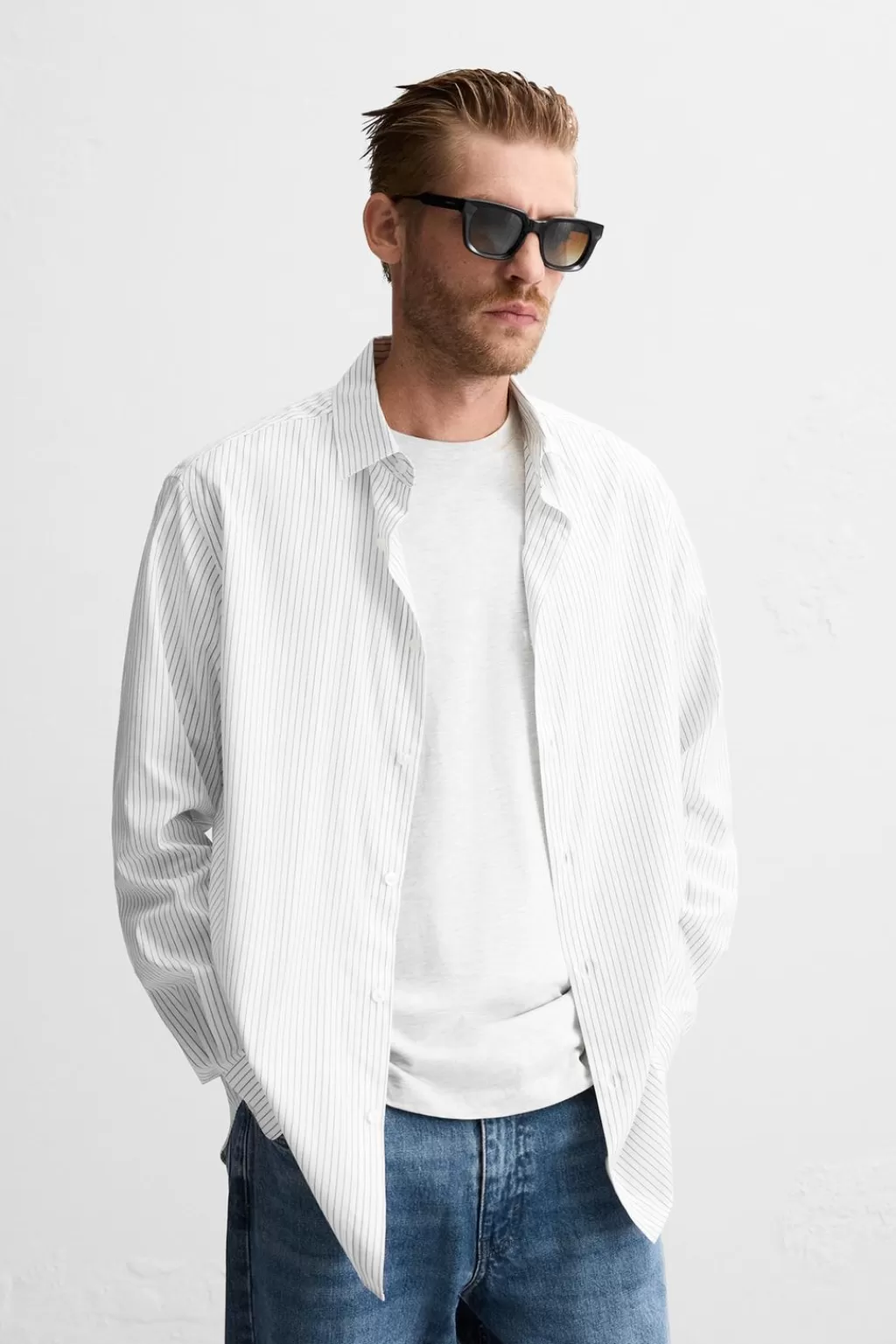 ZARA CAMISA ALGODÓN - LYOCELL RAYAS<Hombre Camisas