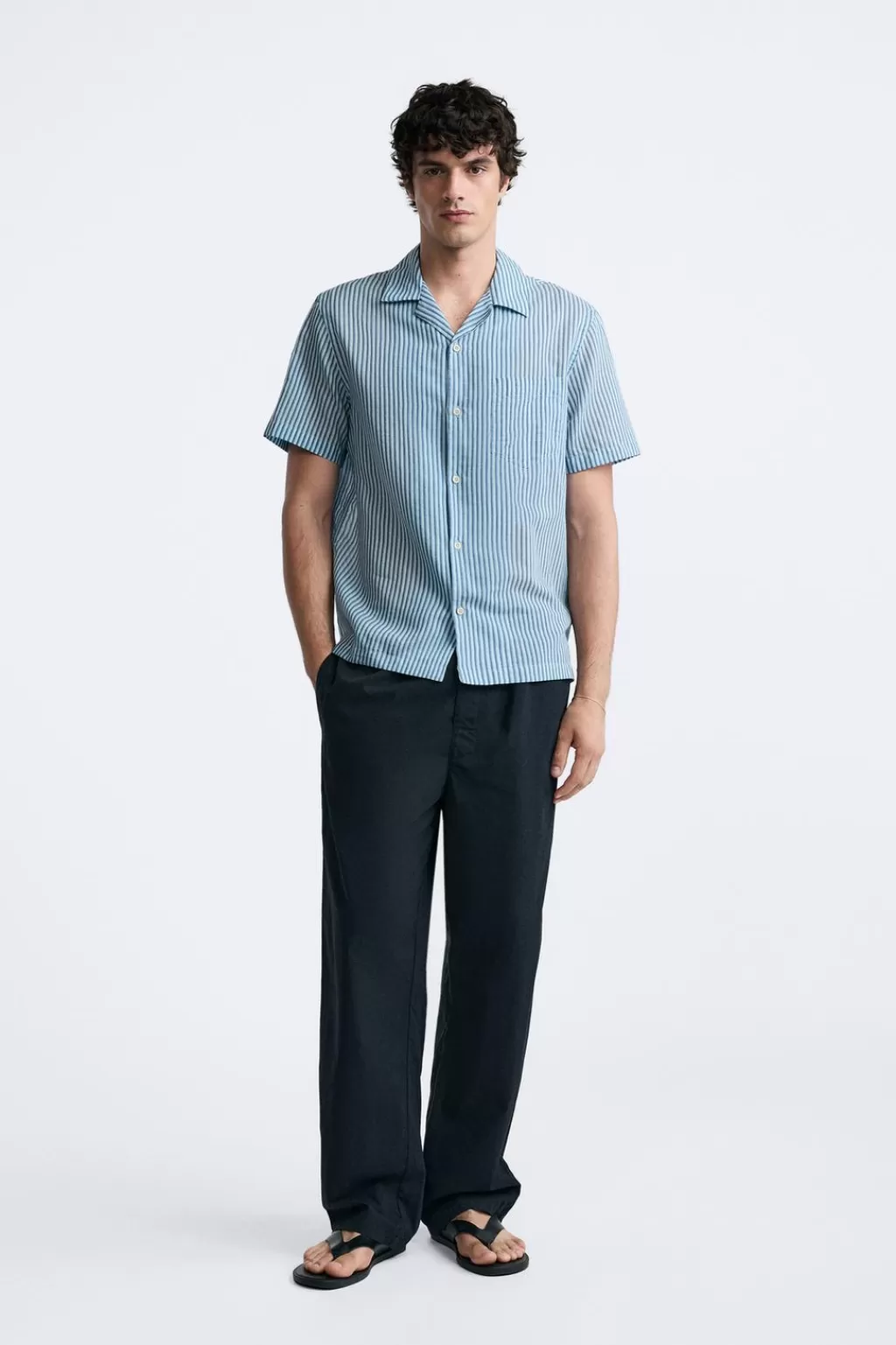 ZARA CAMISA ALGODÓN - SEDA RAYAS<Hombre Camisas
