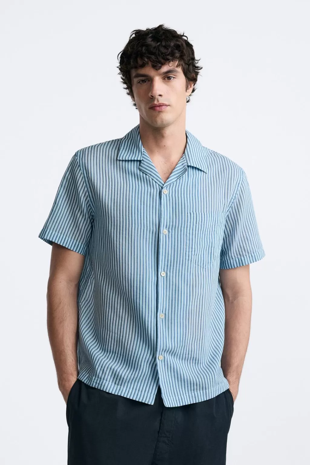 ZARA CAMISA ALGODÓN - SEDA RAYAS<Hombre Camisas