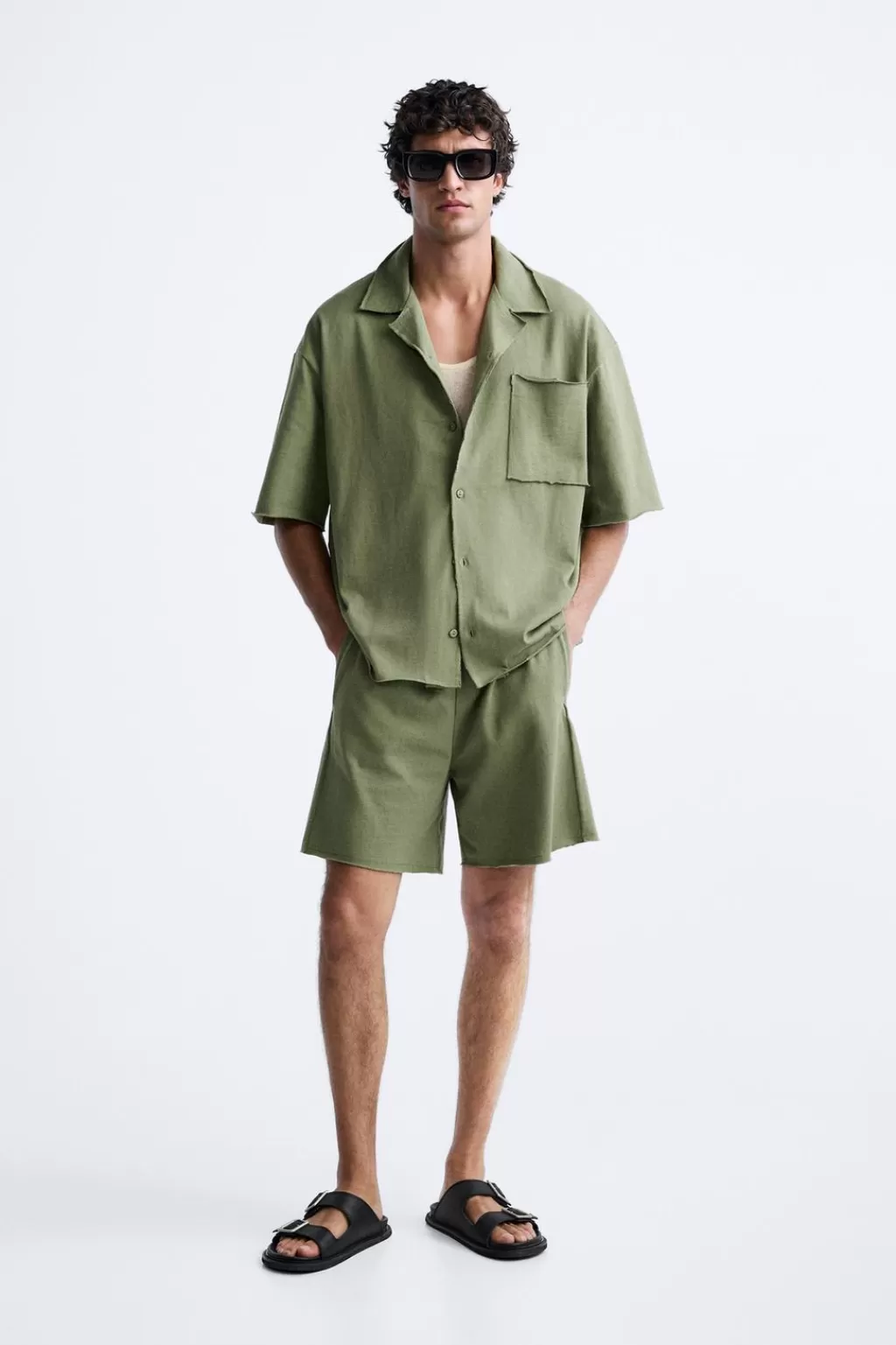 ZARA CAMISA ALGODÓN BOLSILLO<Hombre Camisas