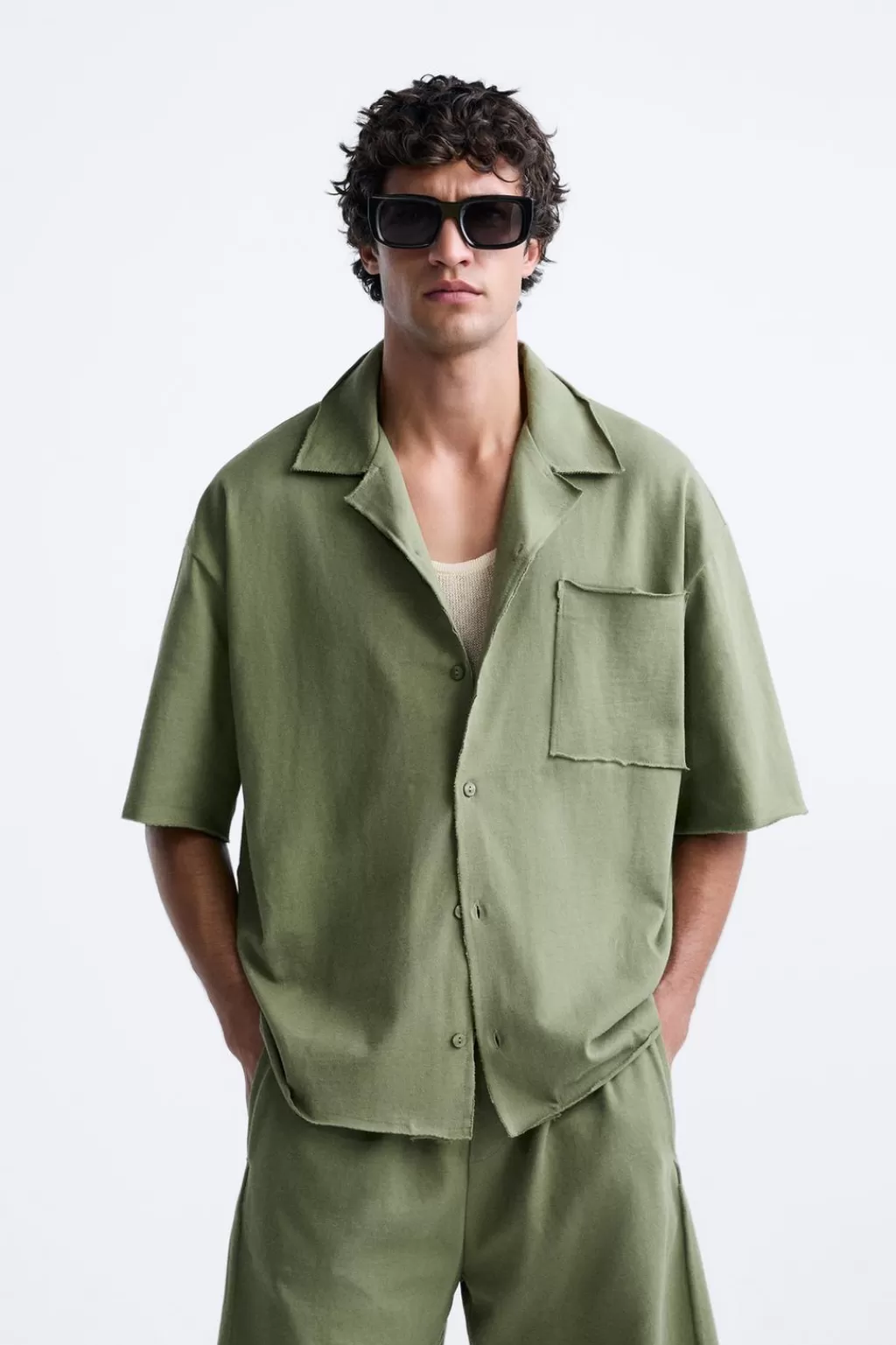 ZARA CAMISA ALGODÓN BOLSILLO<Hombre Camisas