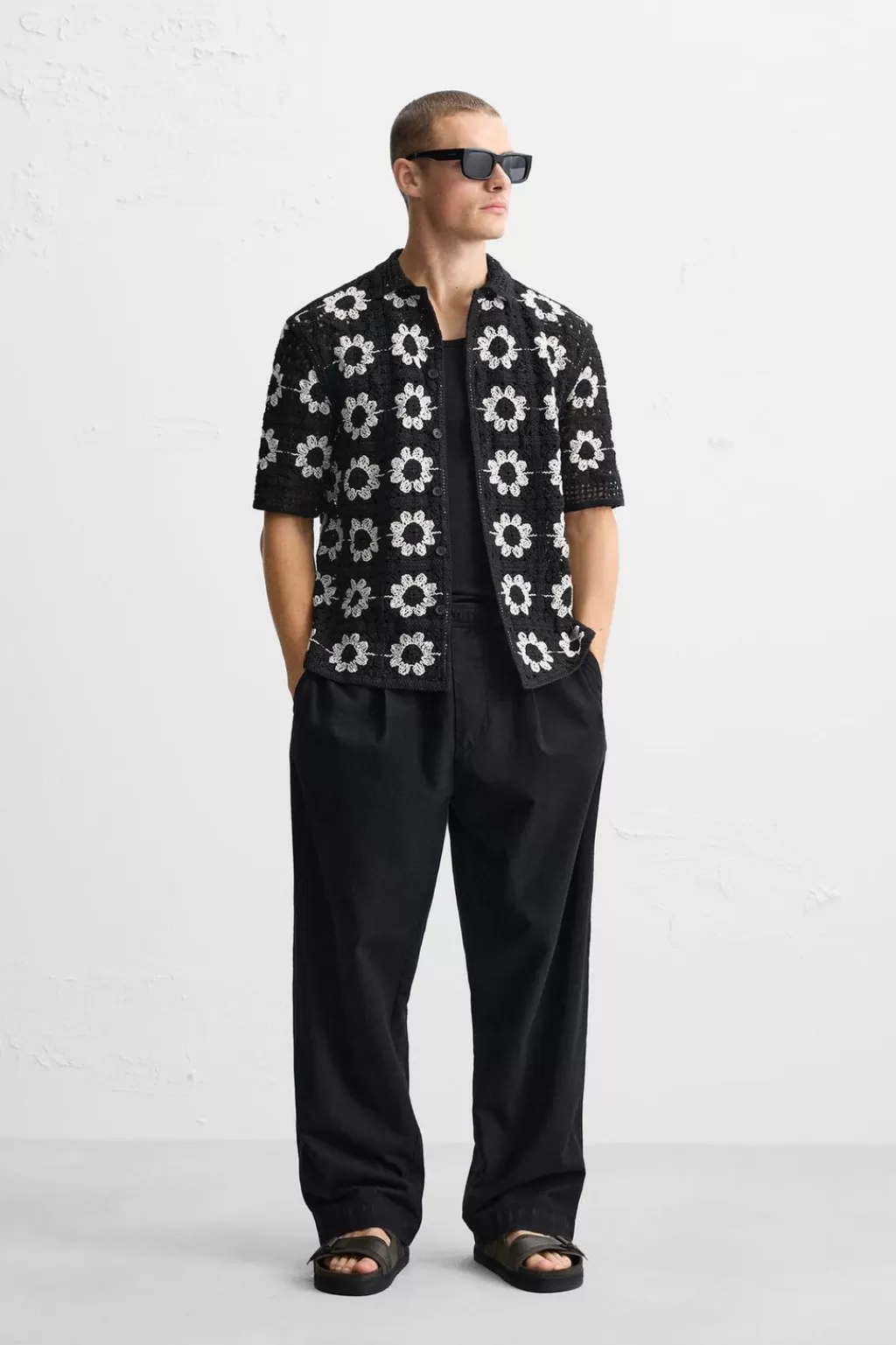 ZARA CAMISA CROCHET GEOMÉTRICO<Hombre Camisas