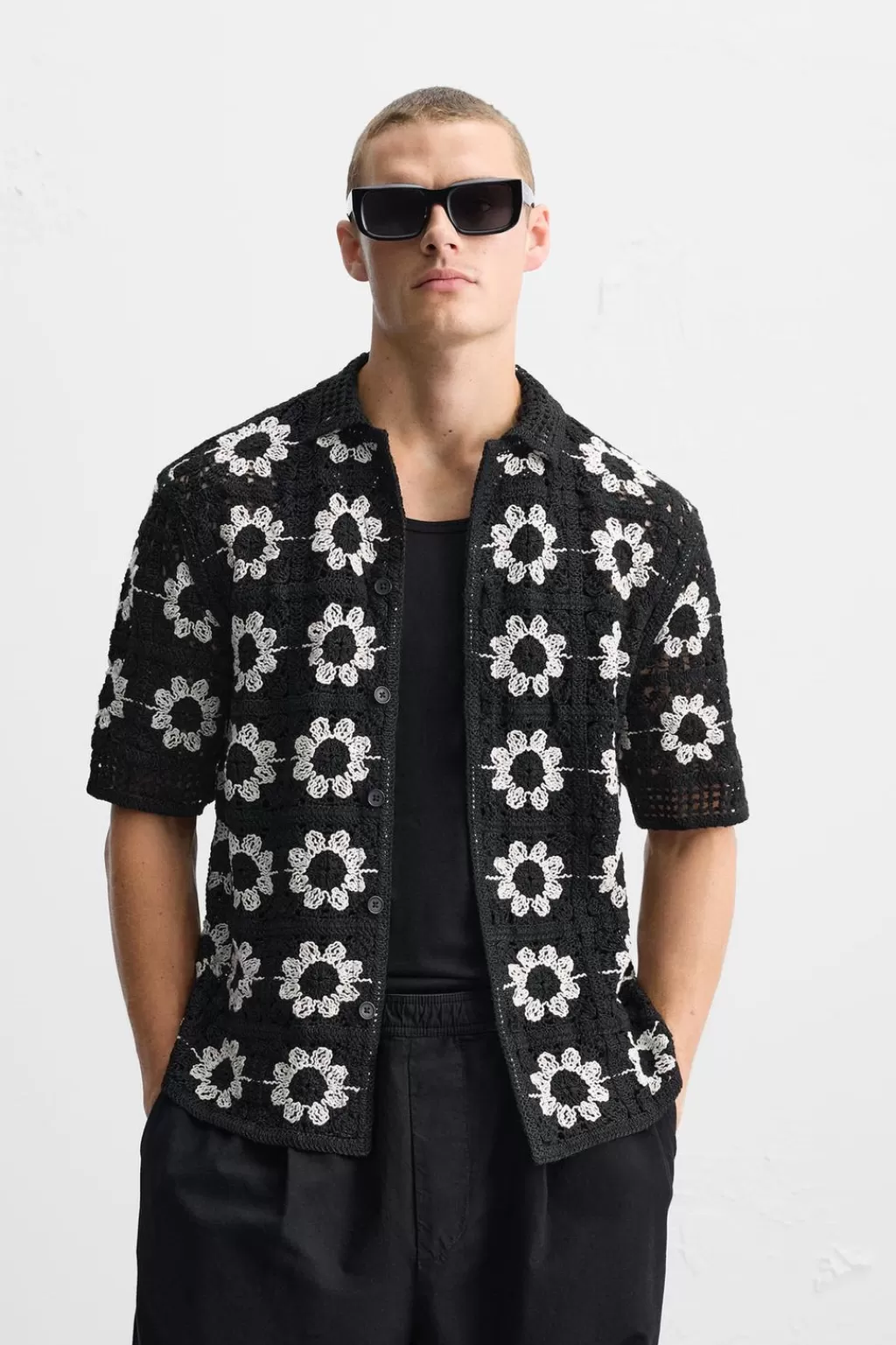 ZARA CAMISA CROCHET GEOMÉTRICO<Hombre Camisas