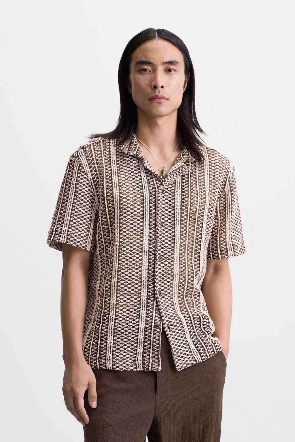 ZARA CAMISA CROCHET GEOMÉTRICO<Hombre Camisas