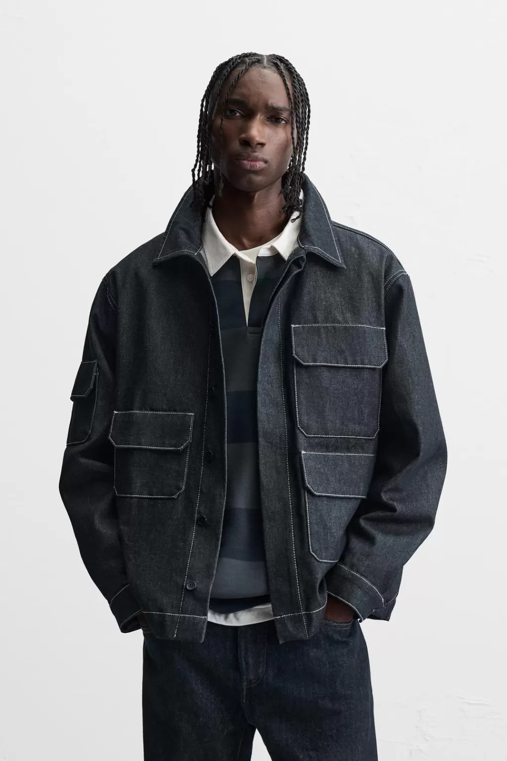 ZARA CAMISA DENIM OVERSIZE BOLSILLOS<Hombre Camisas | Sobrecamisas