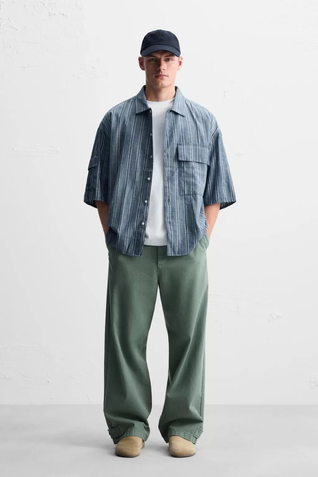 ZARA CAMISA RAYAS BOLSILLOS<Hombre Camisas