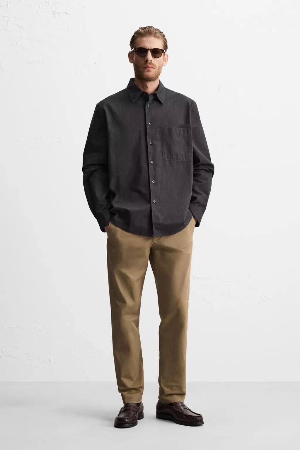 ZARA CAMISA TWILL ALGODÓN<Hombre Camisas