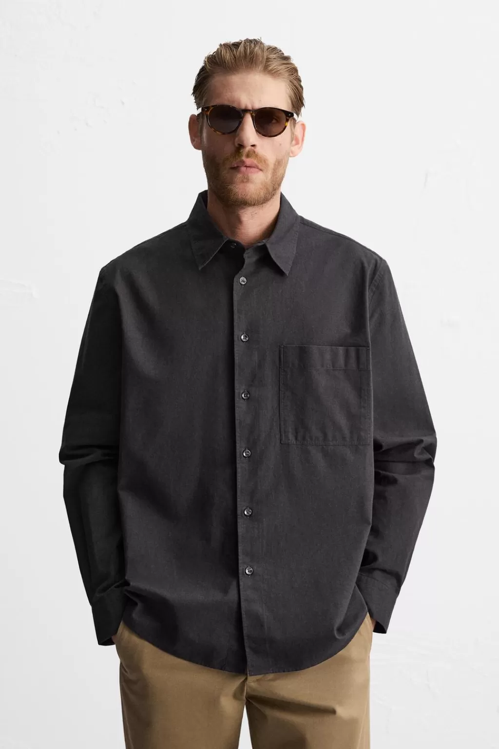 ZARA CAMISA TWILL ALGODÓN<Hombre Camisas