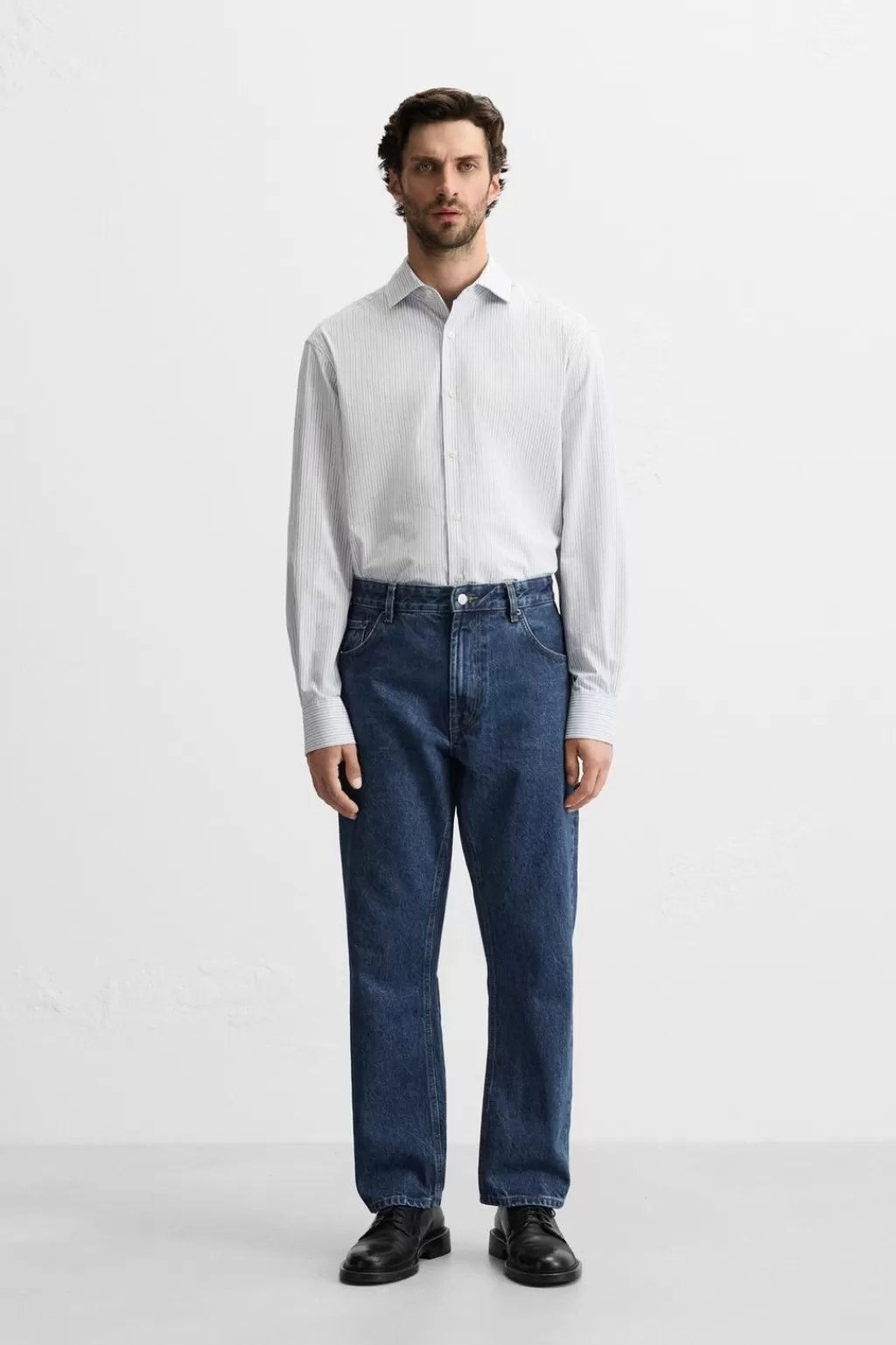 ZARA CAMISA TWILL RAYAS<Hombre Camisas