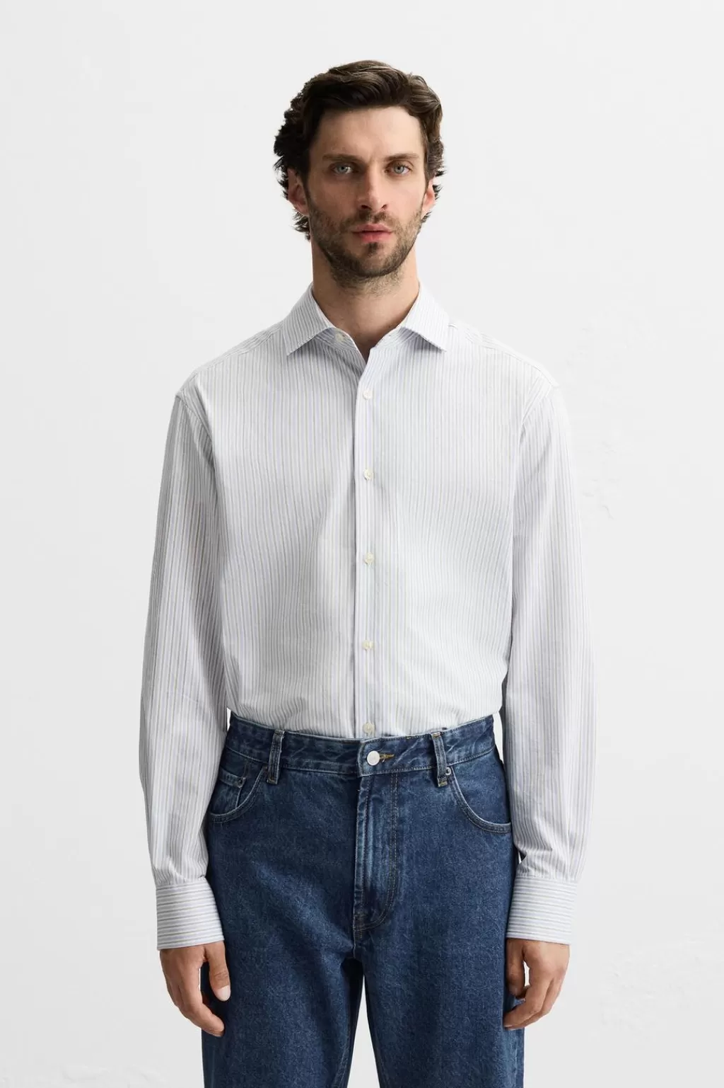 ZARA CAMISA TWILL RAYAS<Hombre Camisas