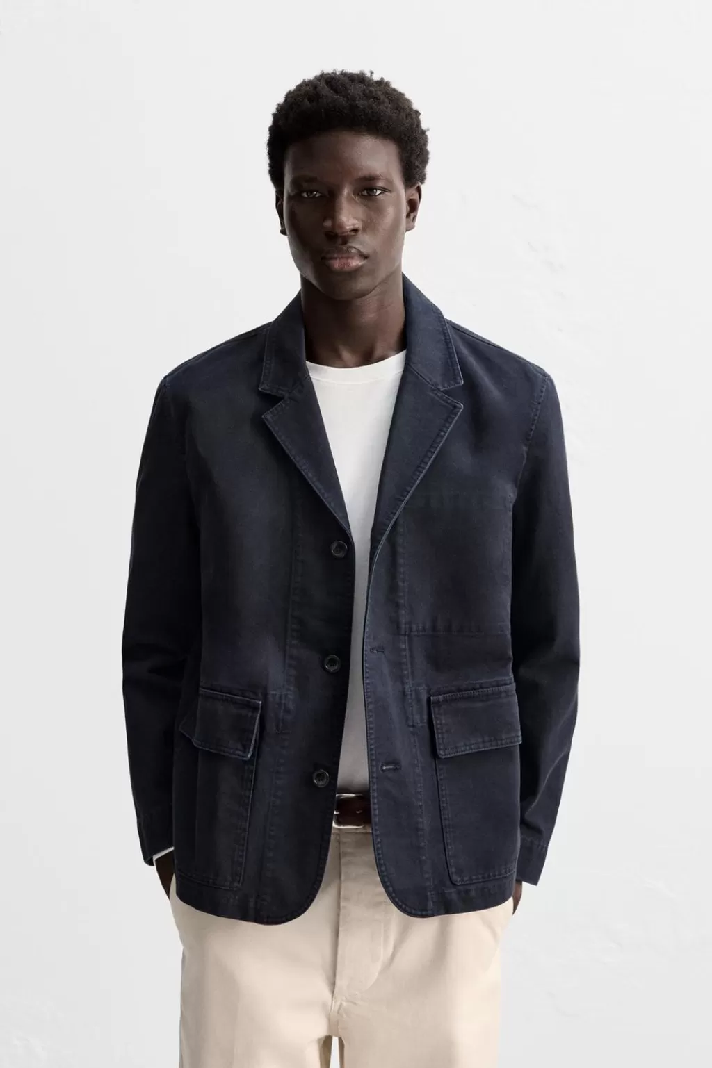 ZARA CHAQUETA ALGODÓN LAVADO<Hombre Blazers