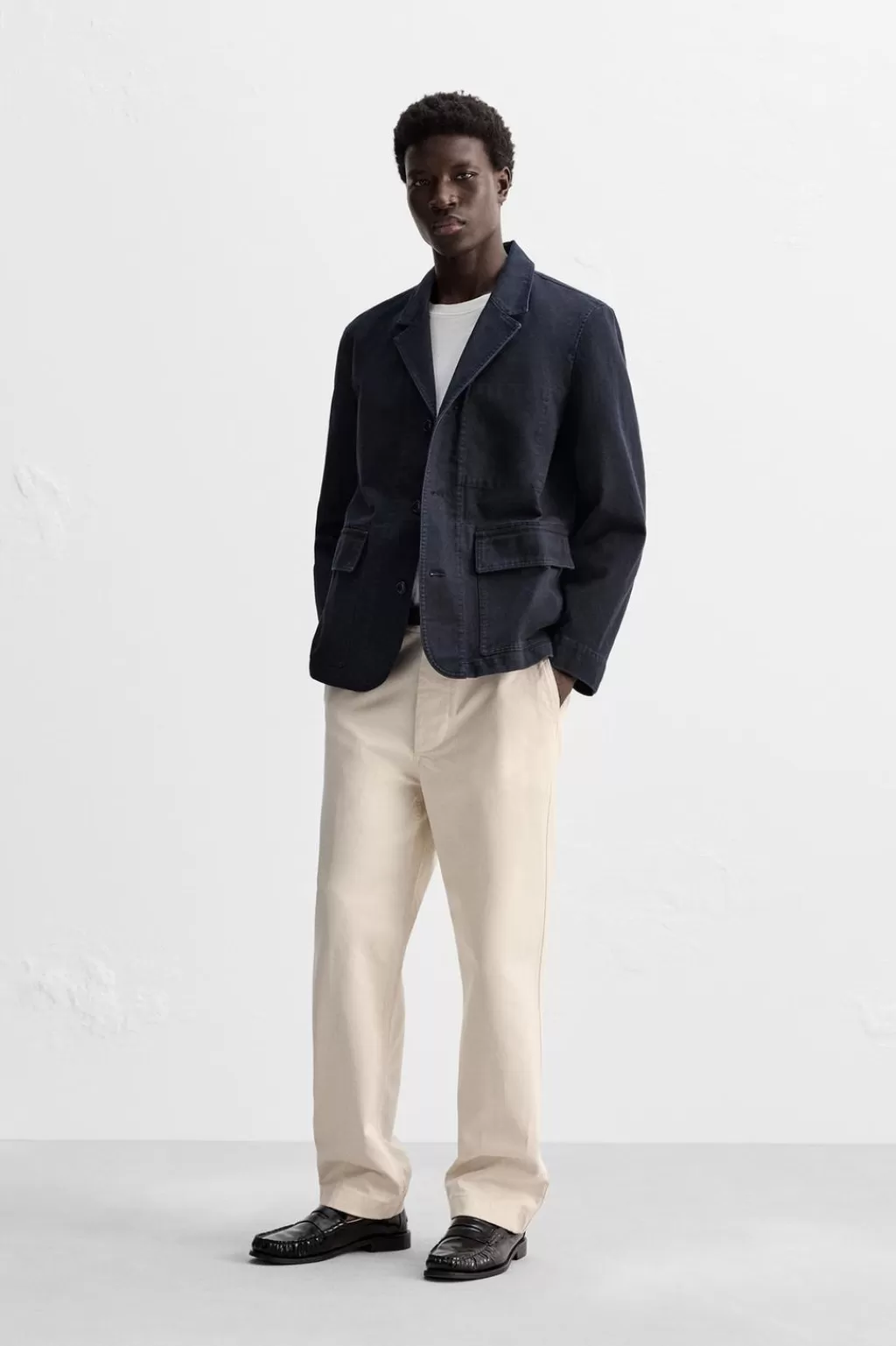 ZARA CHAQUETA ALGODÓN LAVADO<Hombre Blazers