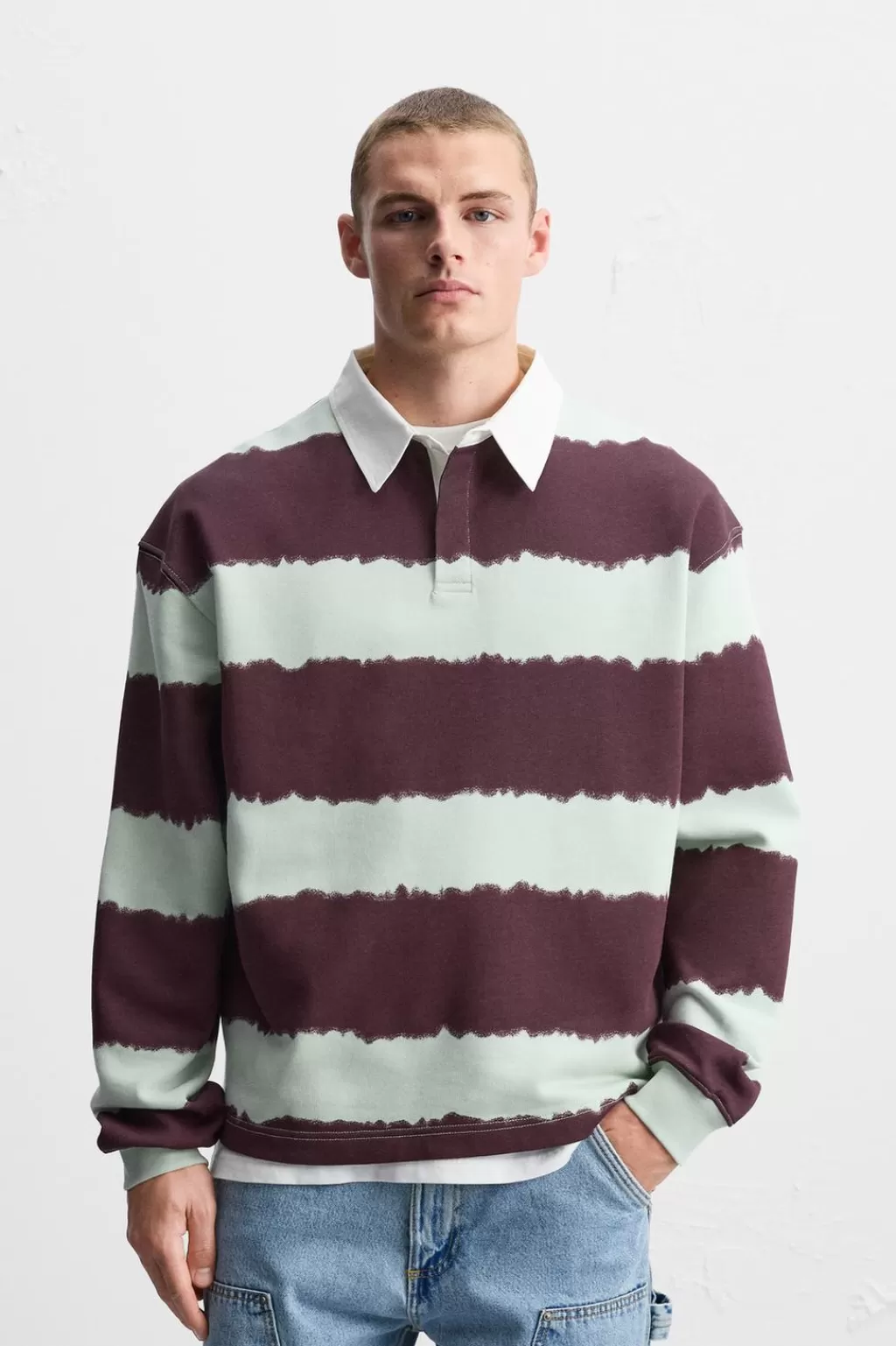 ZARA POLO ESTAMPADO RAYAS TIE DYE<Hombre Polos