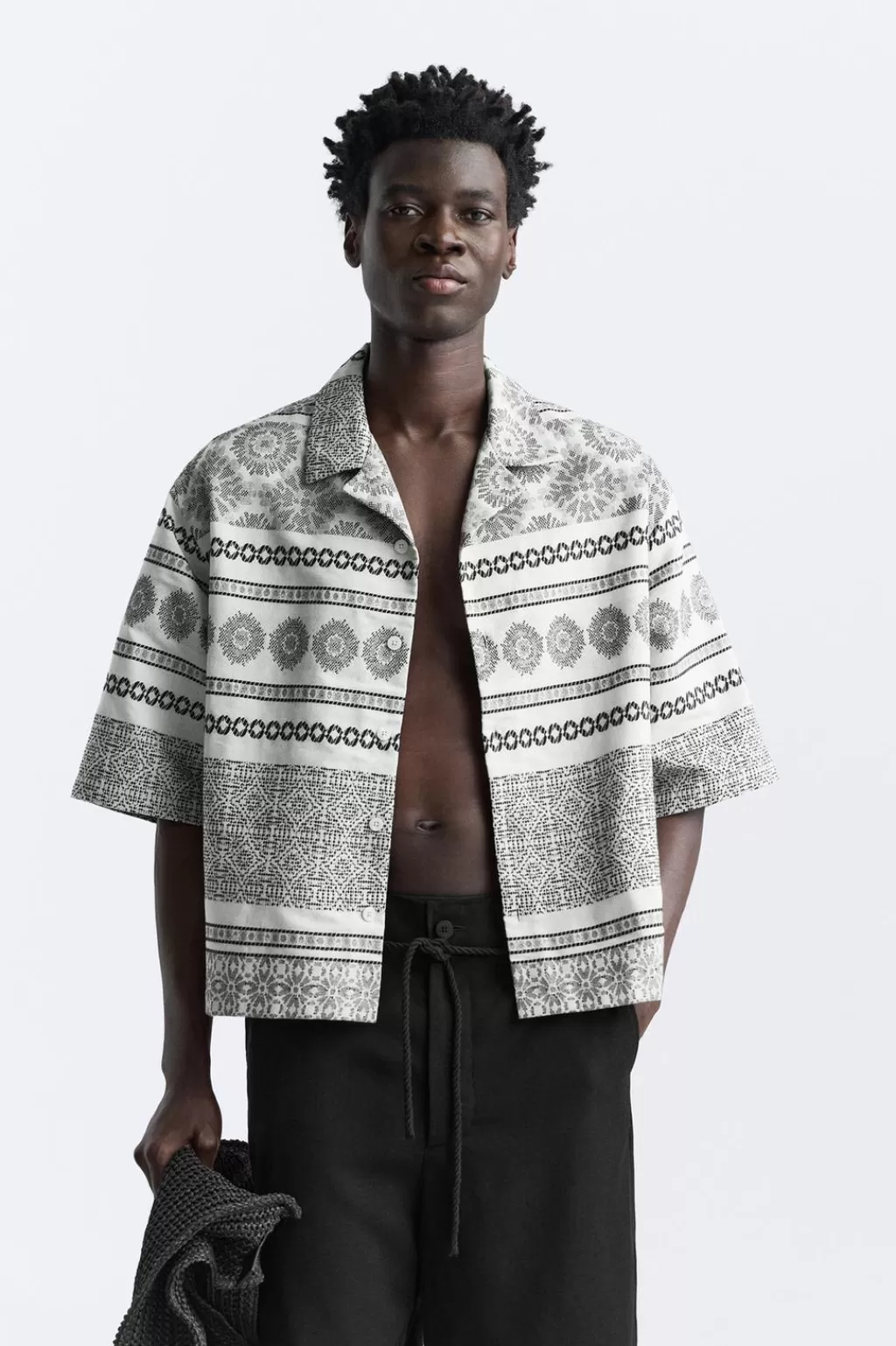 ZARA SOBRECAMISA JACQUARD GEOMÉTRICO<Hombre Camisas