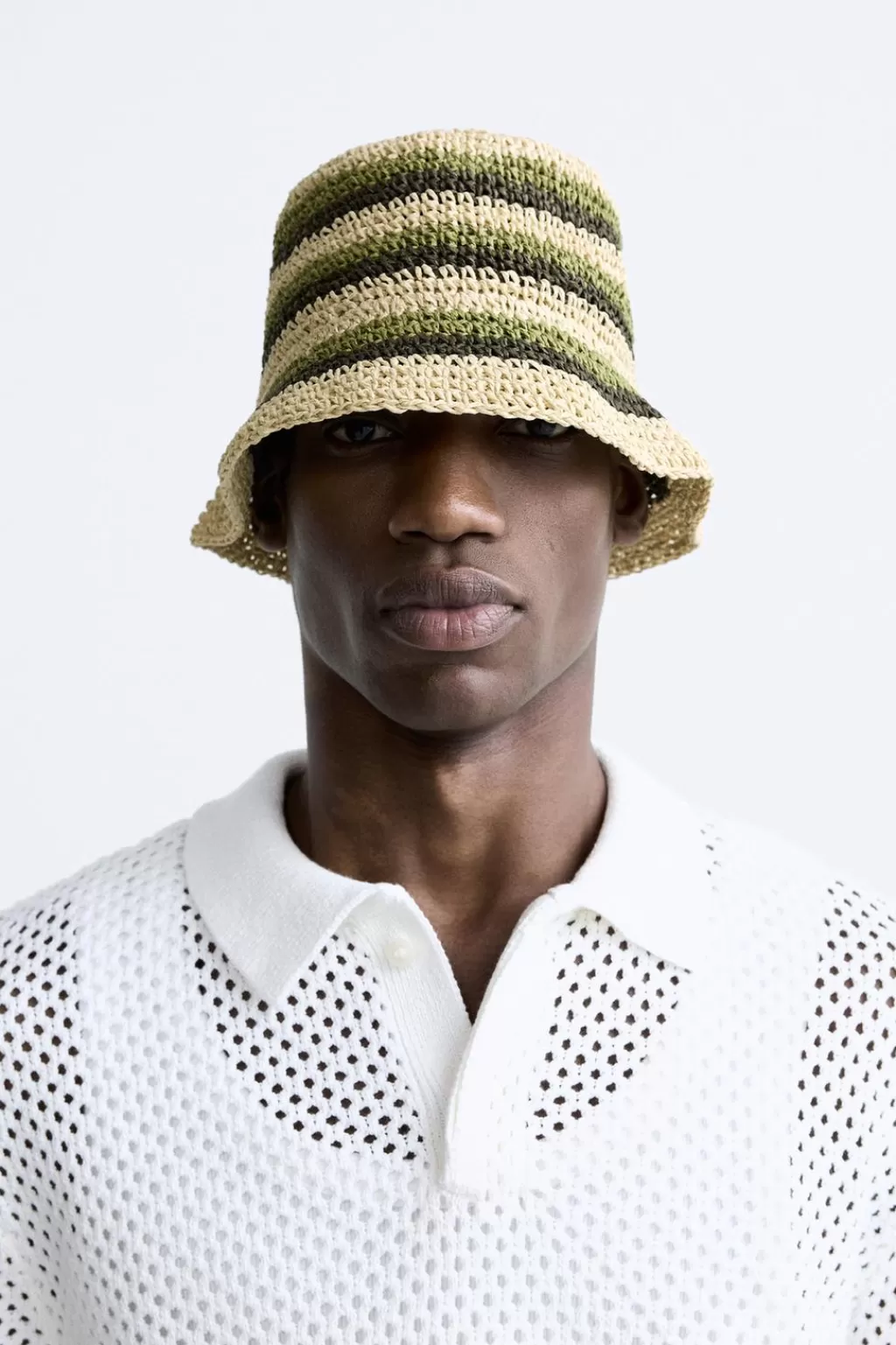 ZARA SOMBRERO CROCHET RAYAS<Hombre Accesorios