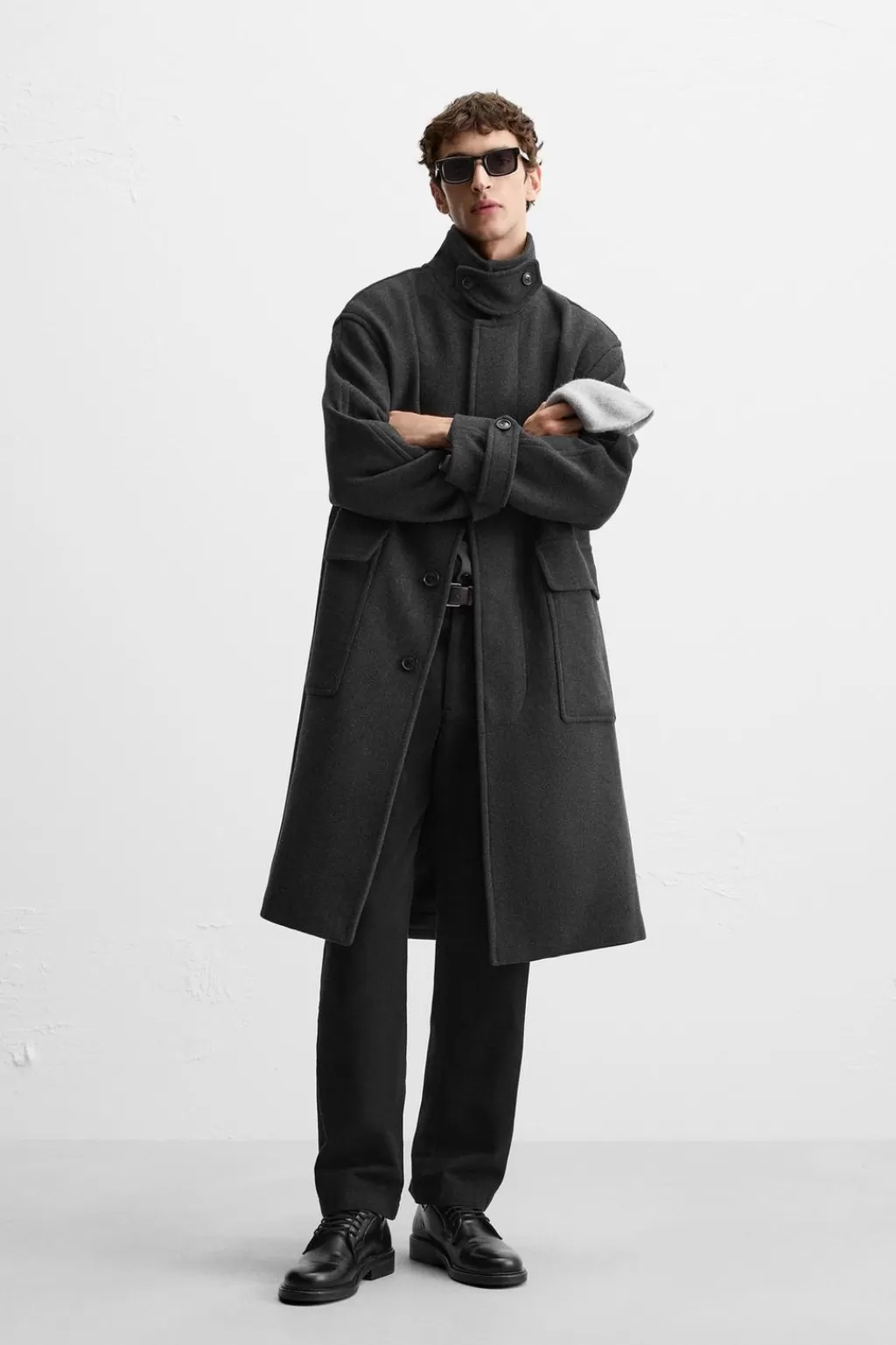 ZARA ABRIGO RELAXED FIT CON LANA<Hombre Cazadoras | Abrigos / Gabardinas