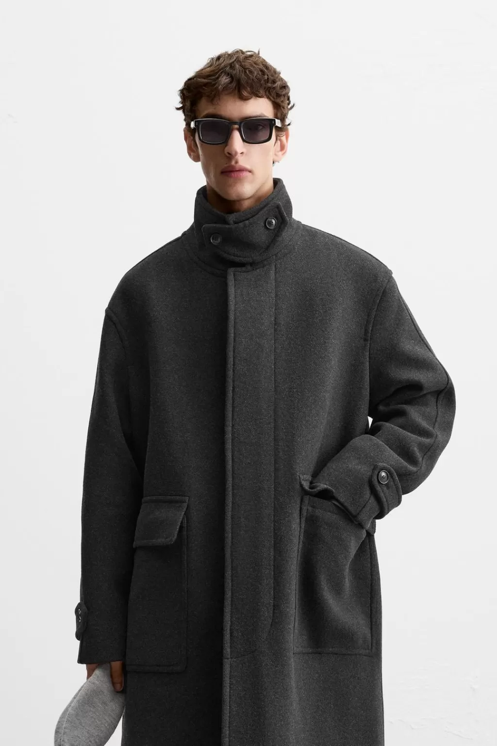 ZARA ABRIGO RELAXED FIT CON LANA<Hombre Cazadoras | Abrigos / Gabardinas
