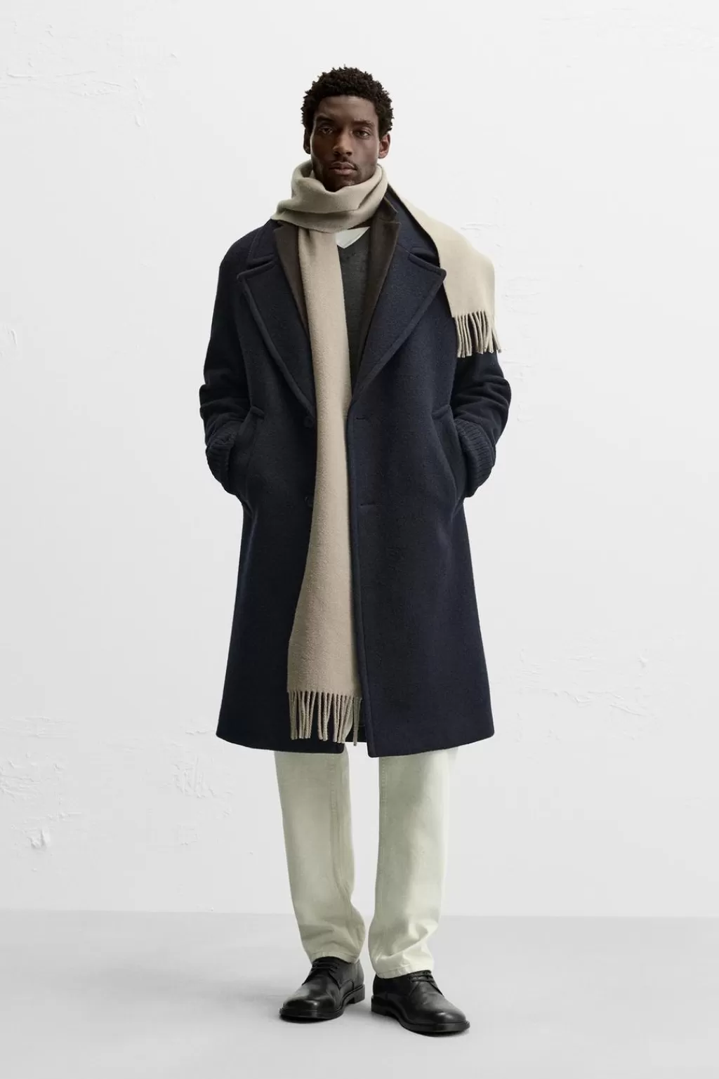 ZARA ABRIGO TEXTURA MEZCLA LANA<Hombre Cazadoras | Abrigos / Gabardinas