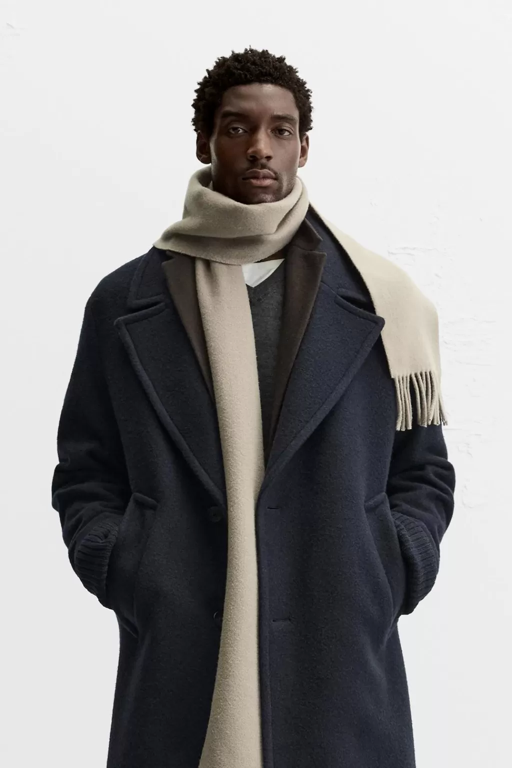 ZARA ABRIGO TEXTURA MEZCLA LANA<Hombre Cazadoras | Abrigos / Gabardinas