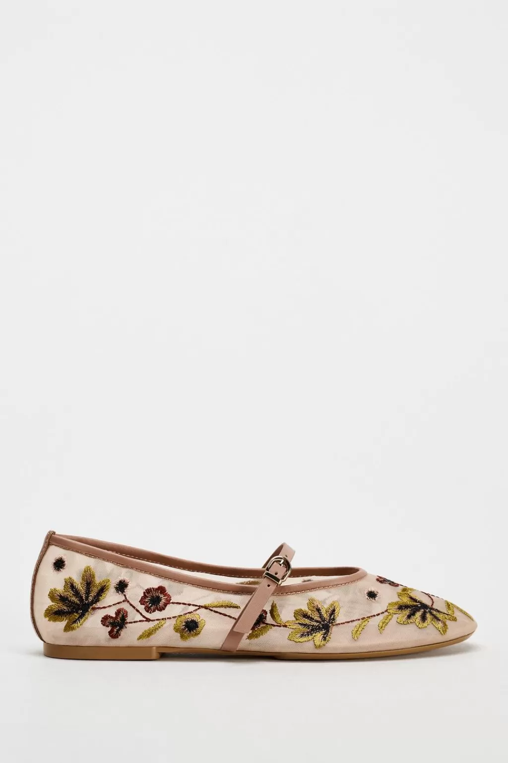 ZARA BAILARINA MESH BORDADO FLORES<Mujer Zapatos