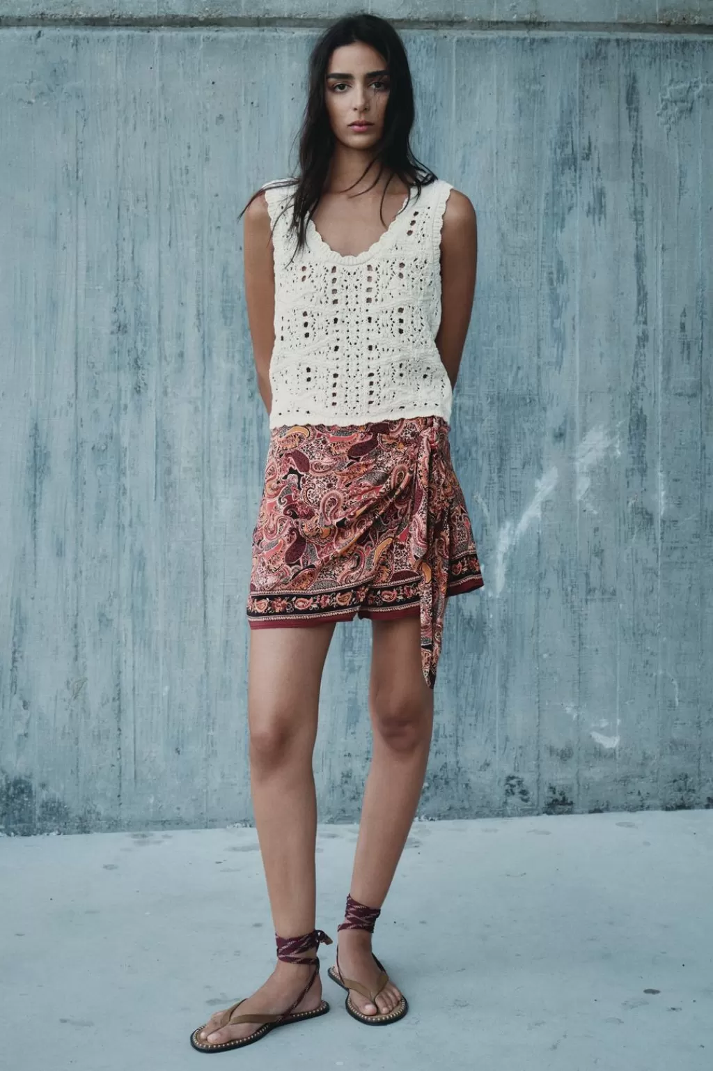 ZARA BERMUDA PAREO ESTAMPADA<Mujer Faldas / Shorts