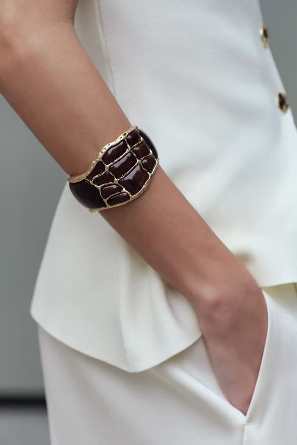 ZARA BRAZALETE METÁLICO PIEZAS CONTRASTE<Mujer Accesorios / Bisuteria