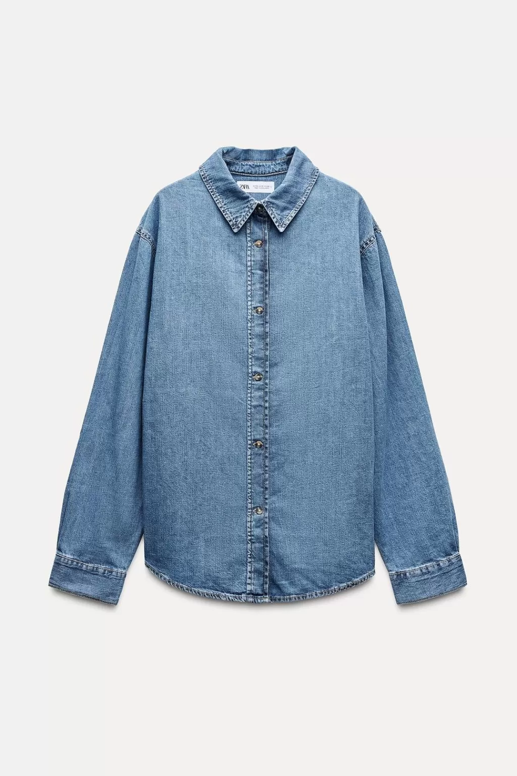 ZARA CAMISA BÁSICA DENIM TRF<Mujer Camisas / Blusas