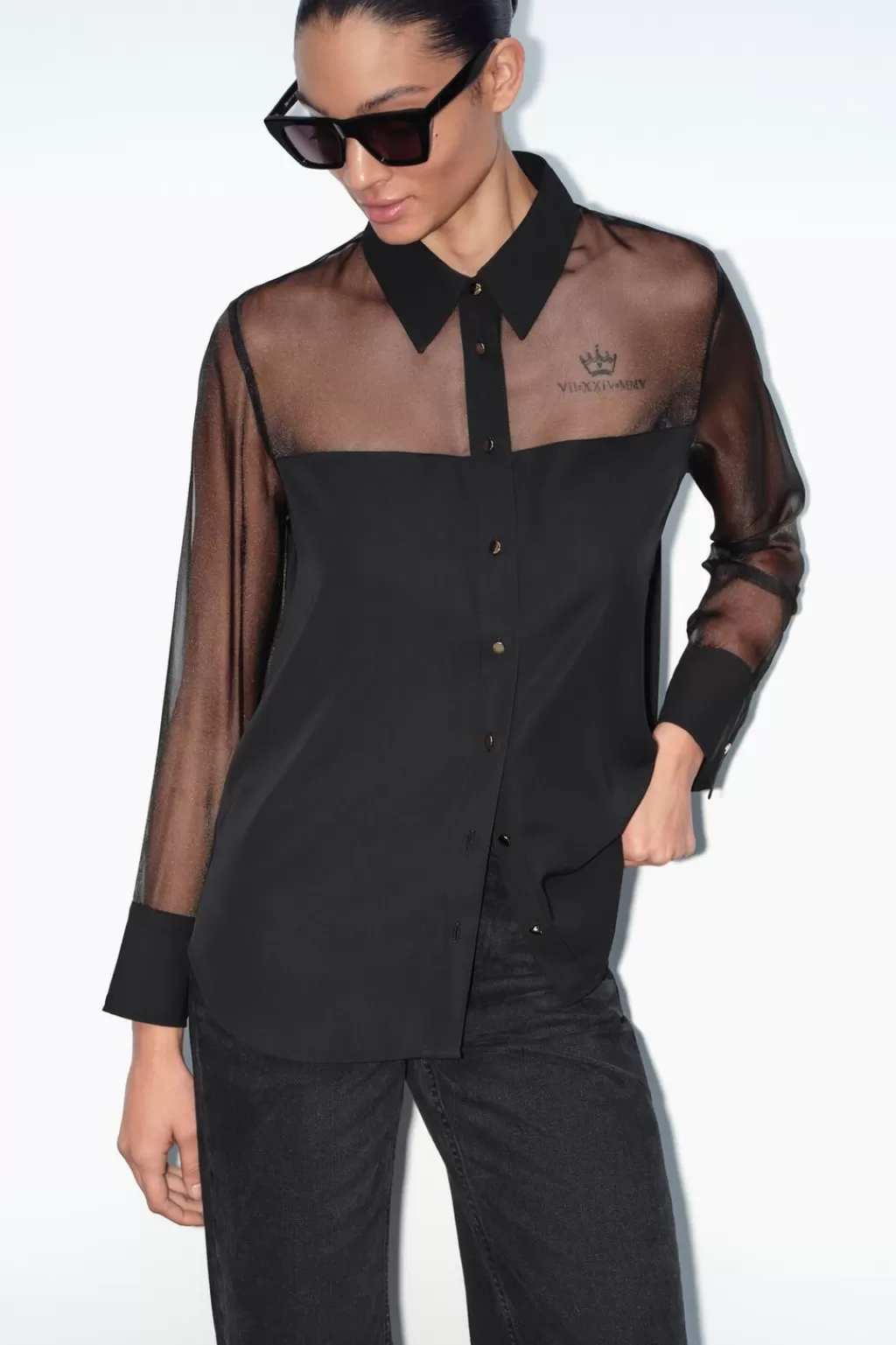 ZARA CAMISA COMBINADA ORGANZA<Mujer Camisas / Blusas