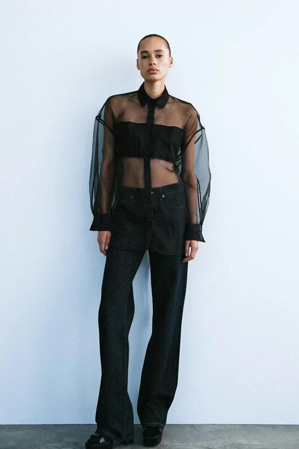 ZARA CAMISA OVERSIZE ORGANZA<Mujer Camisas / Blusas