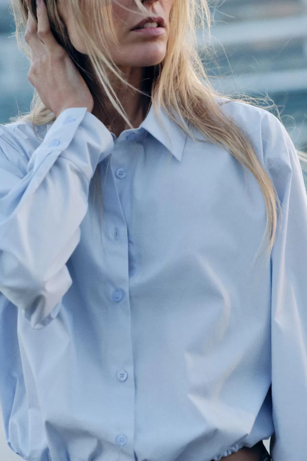 ZARA CAMISA POPELÍN BAJO ELÁSTICO<Mujer Camisas / Blusas