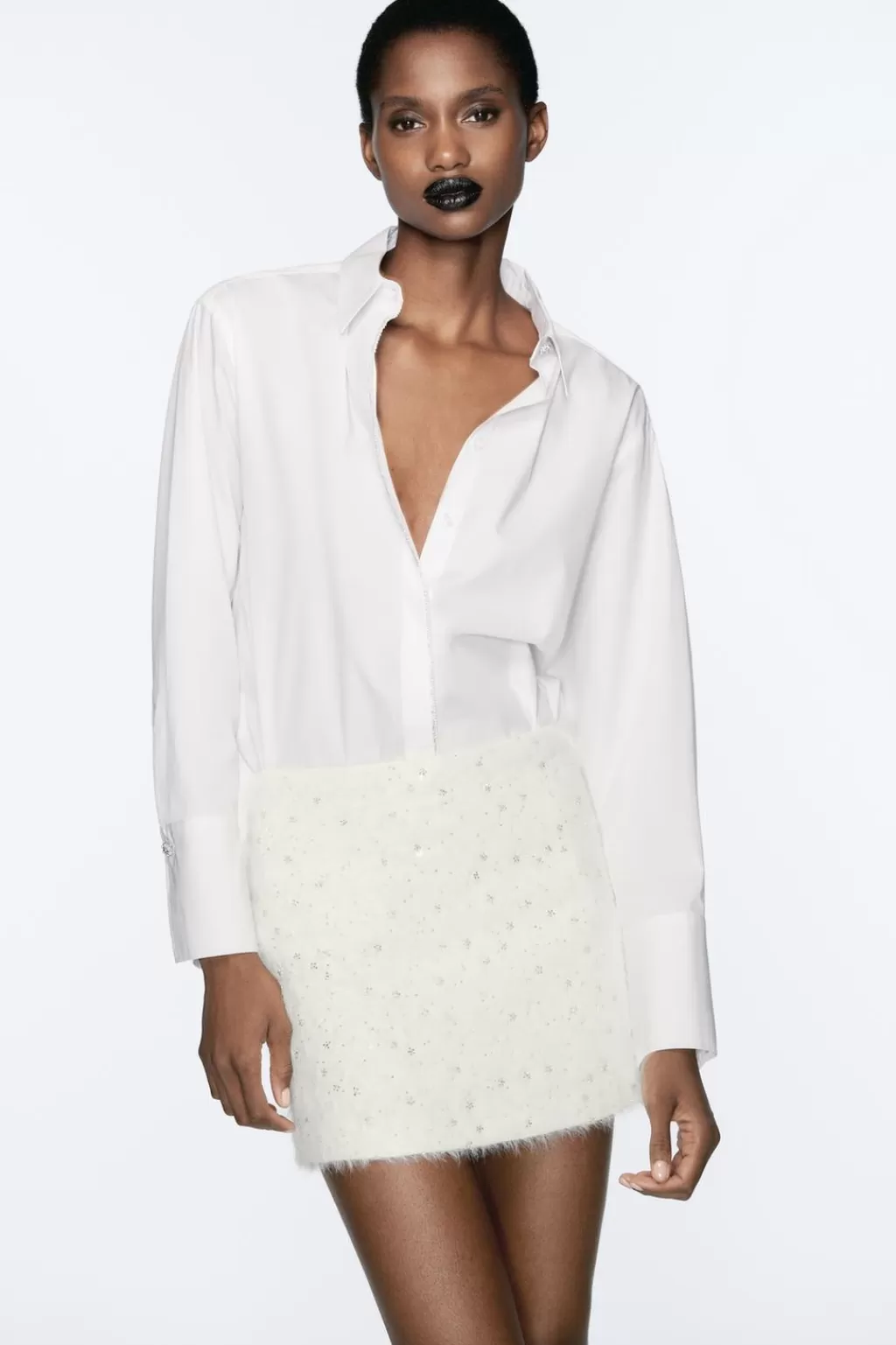 ZARA CAMISA POPELÍN BRILLOS<Mujer Camisas / Blusas