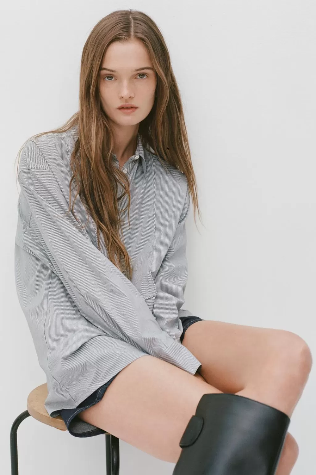 ZARA CAMISA RAYAS ZW COLLECTION<Mujer Camisas / Blusas