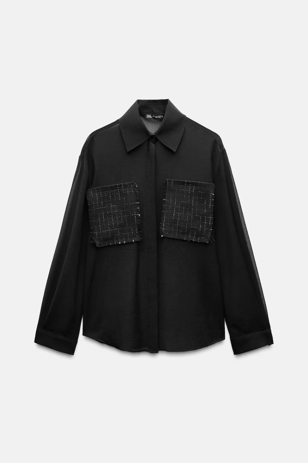 ZARA CAMISA SEMITRANSPARENTE BOLSILLOS ESTRUCTURA<Mujer Camisas / Blusas