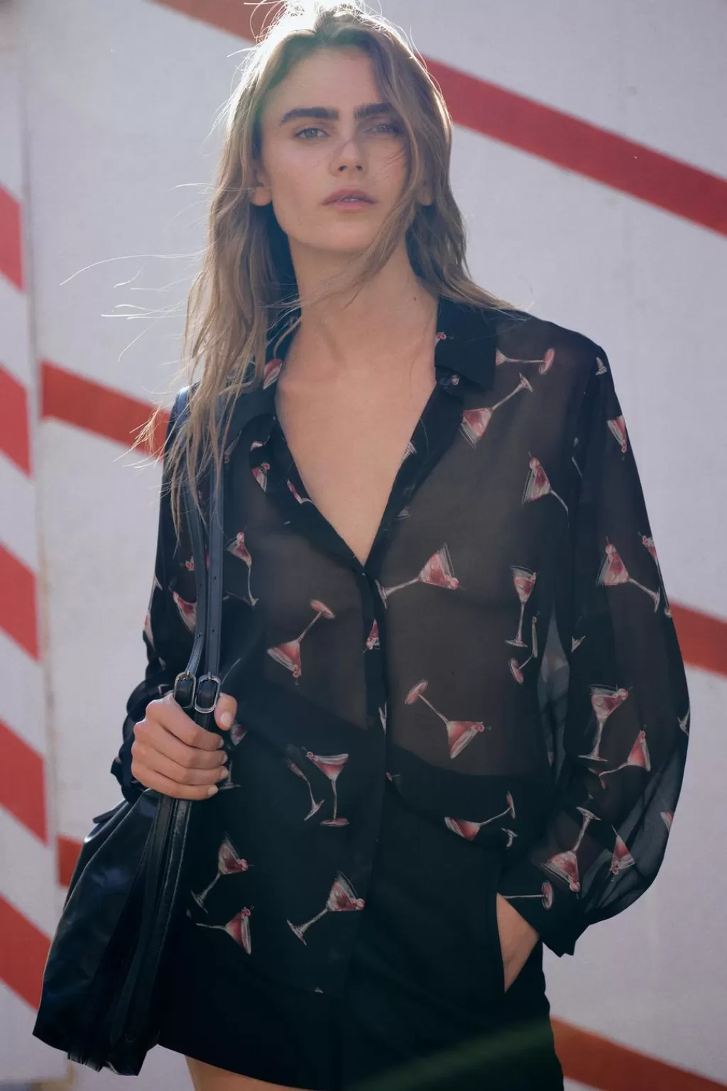 ZARA CAMISA SEMITRANSPARENTE ESTAMPADA<Mujer Camisas / Blusas