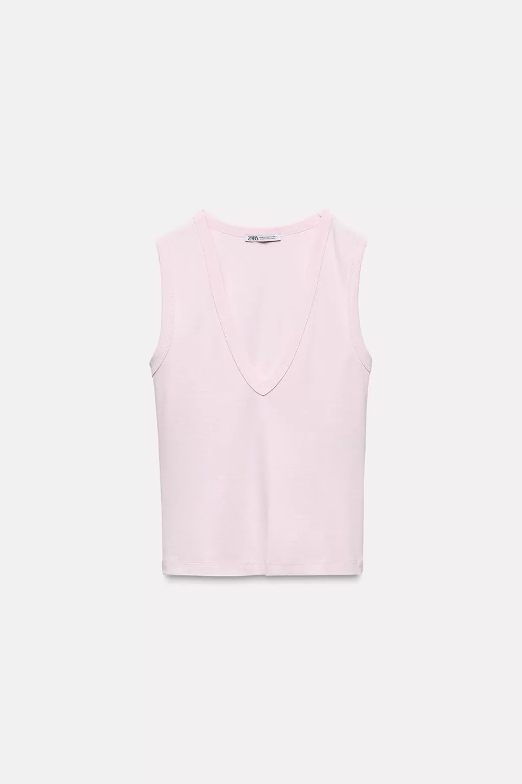 ZARA CAMISETA ALGODÓN ESCOTE PICO<Mujer Sudaderas / Joggers