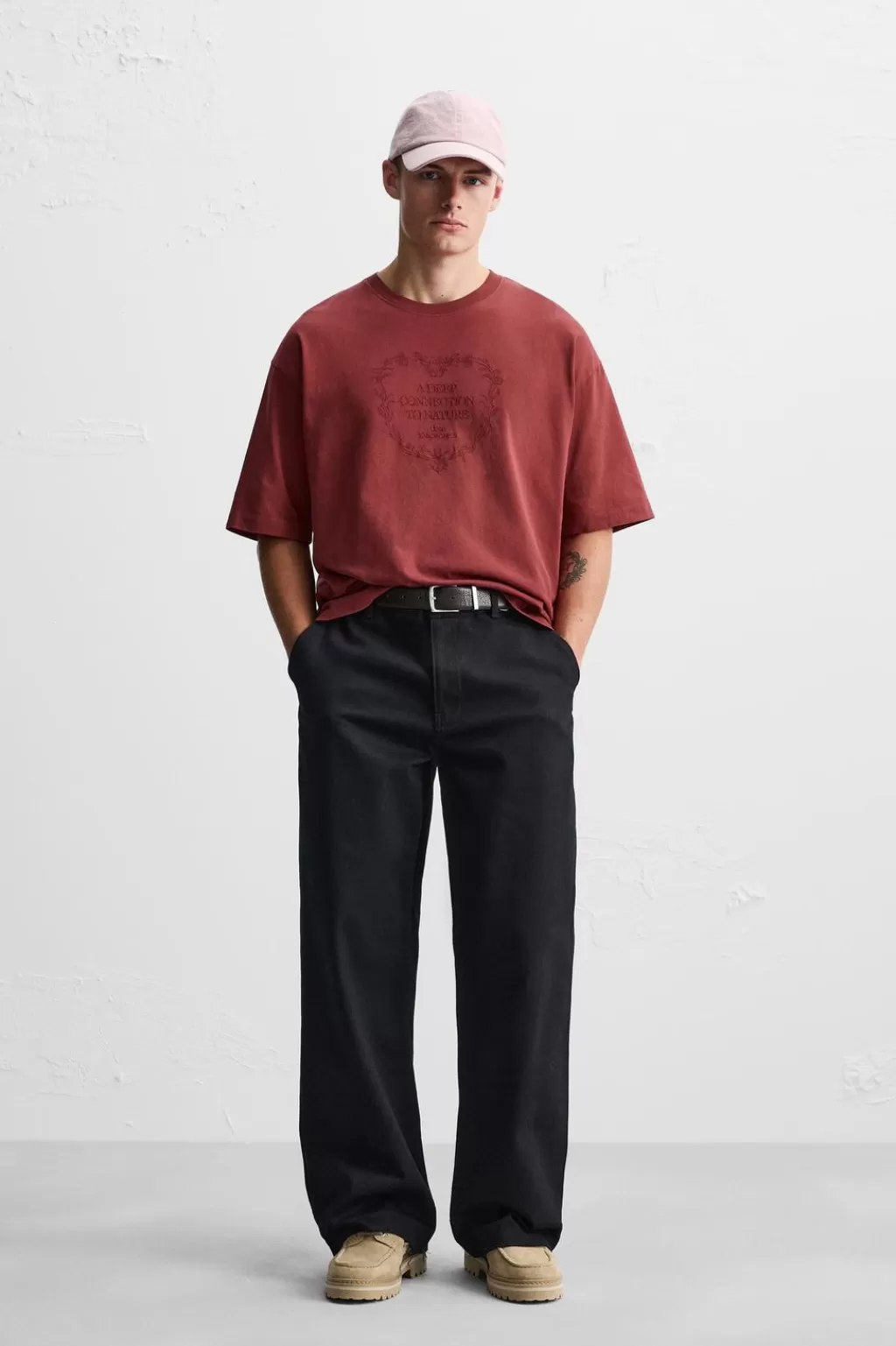 ZARA CAMISETA BORDADO LAVADO<Hombre Camisetas