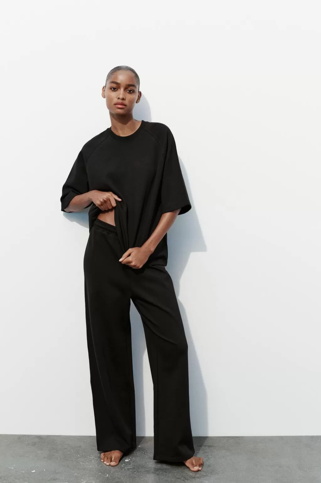 ZARA CAMISETA OVERSIZE INTERLOCK<Mujer Sudaderas / Joggers