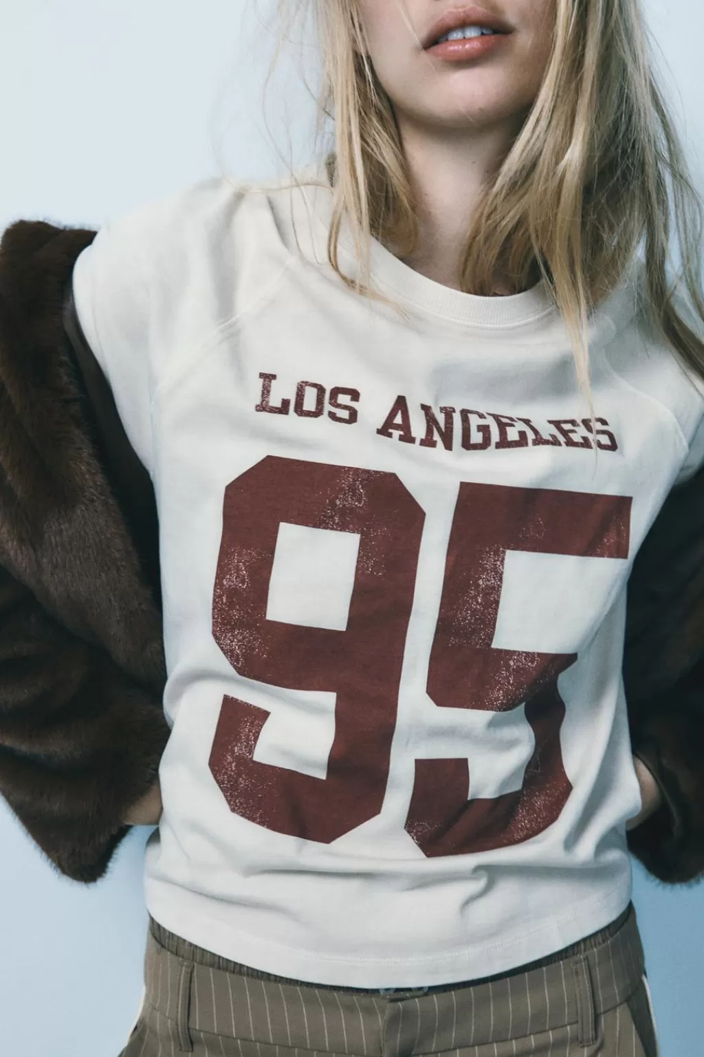 ZARA CAMISETA VARSITY EFECTO LAVADO<Mujer Sudaderas / Joggers