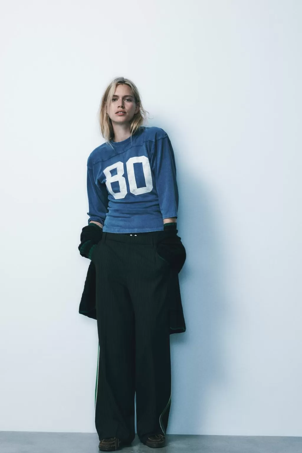 ZARA CAMISETA VARSITY EFECTO LAVADO<Mujer Sudaderas / Joggers