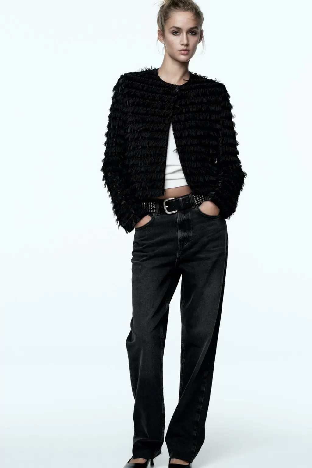ZARA CAZADORA TERCIOPELO FLECOS<Mujer Blazers / Chalecos
