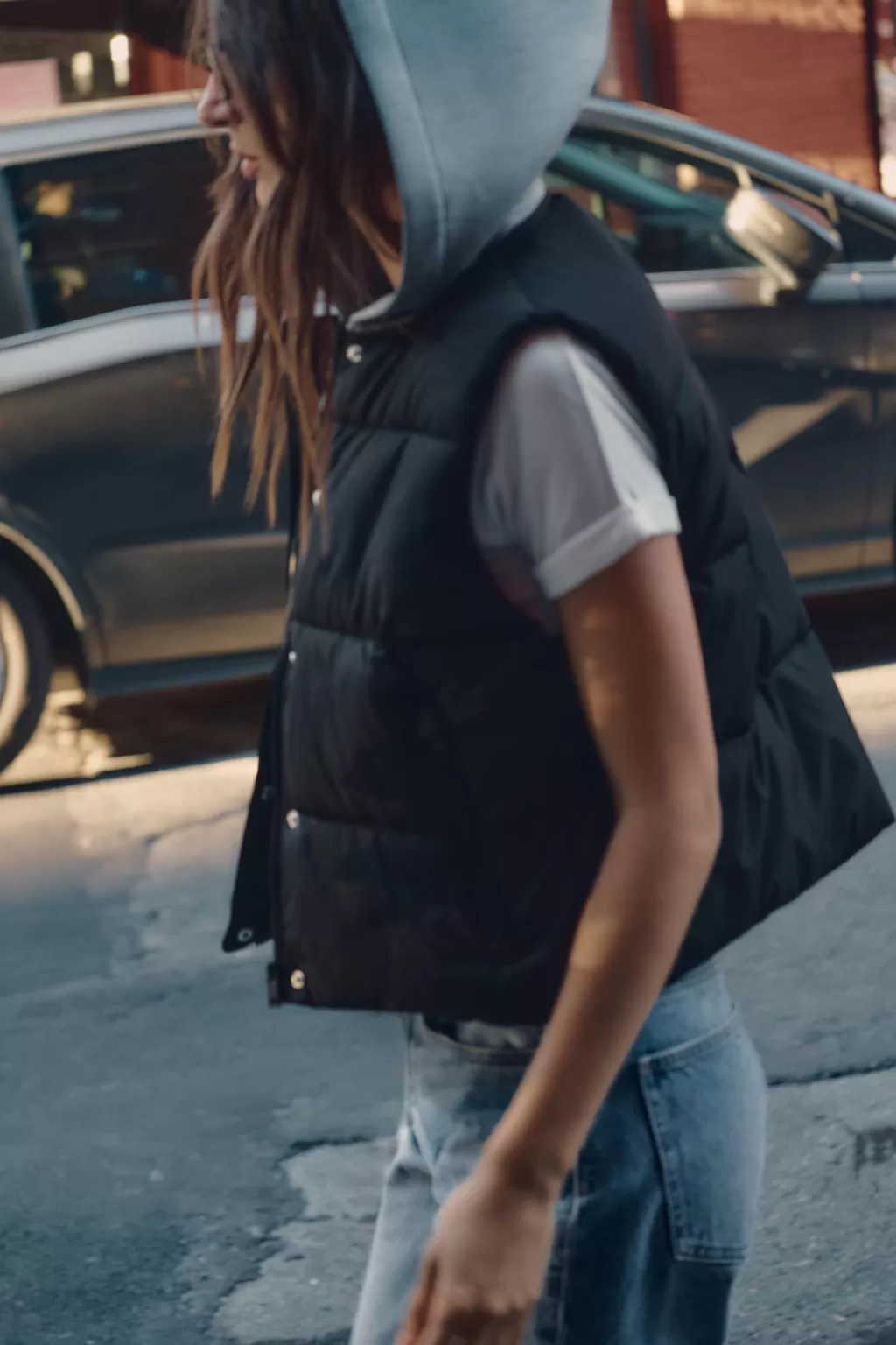 ZARA CHALECO ACOLCHADO COMBINADO CAPUCHA<Mujer Abrigos / Anoraks